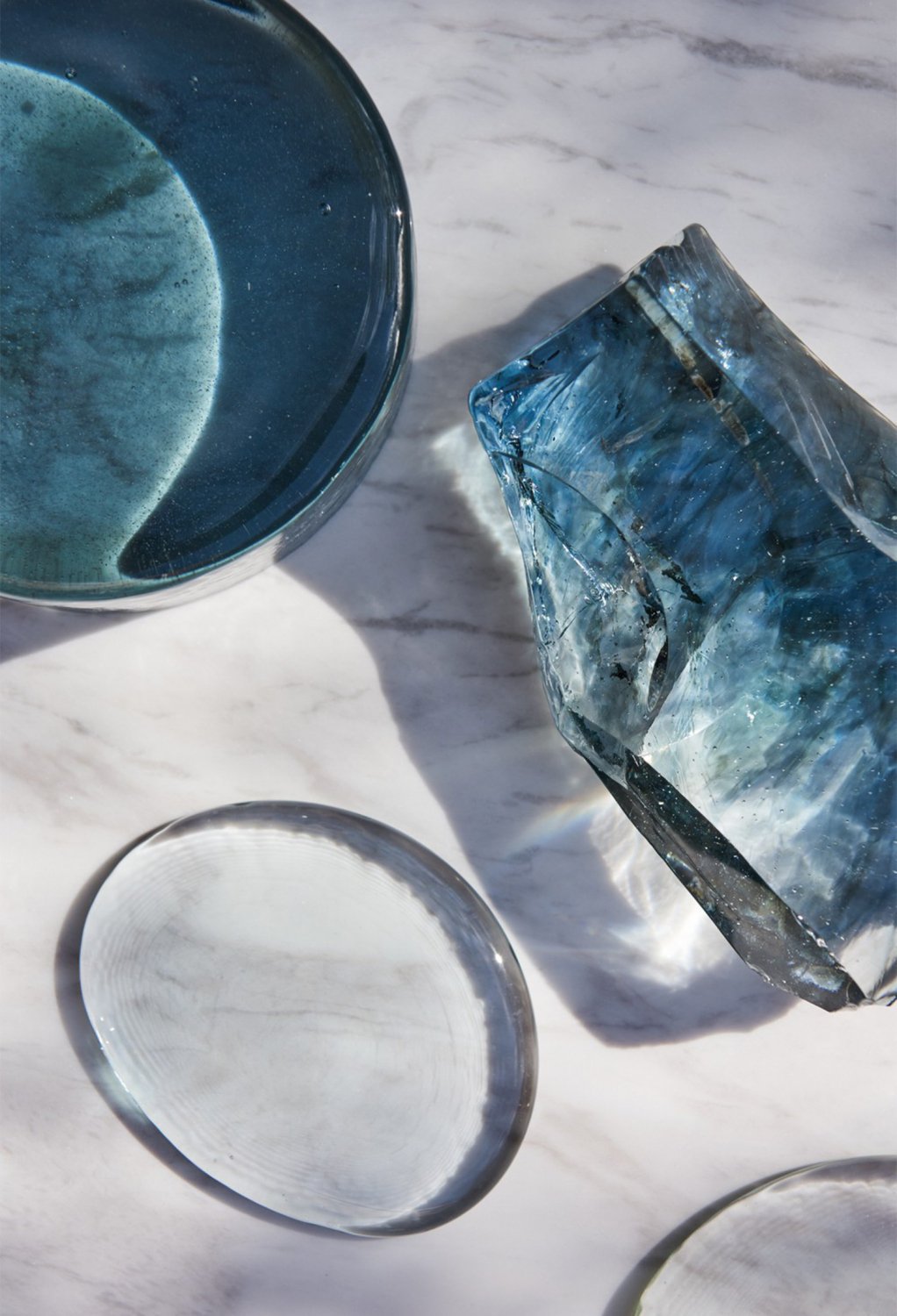 AME NO SHITA glass plate - blue gray