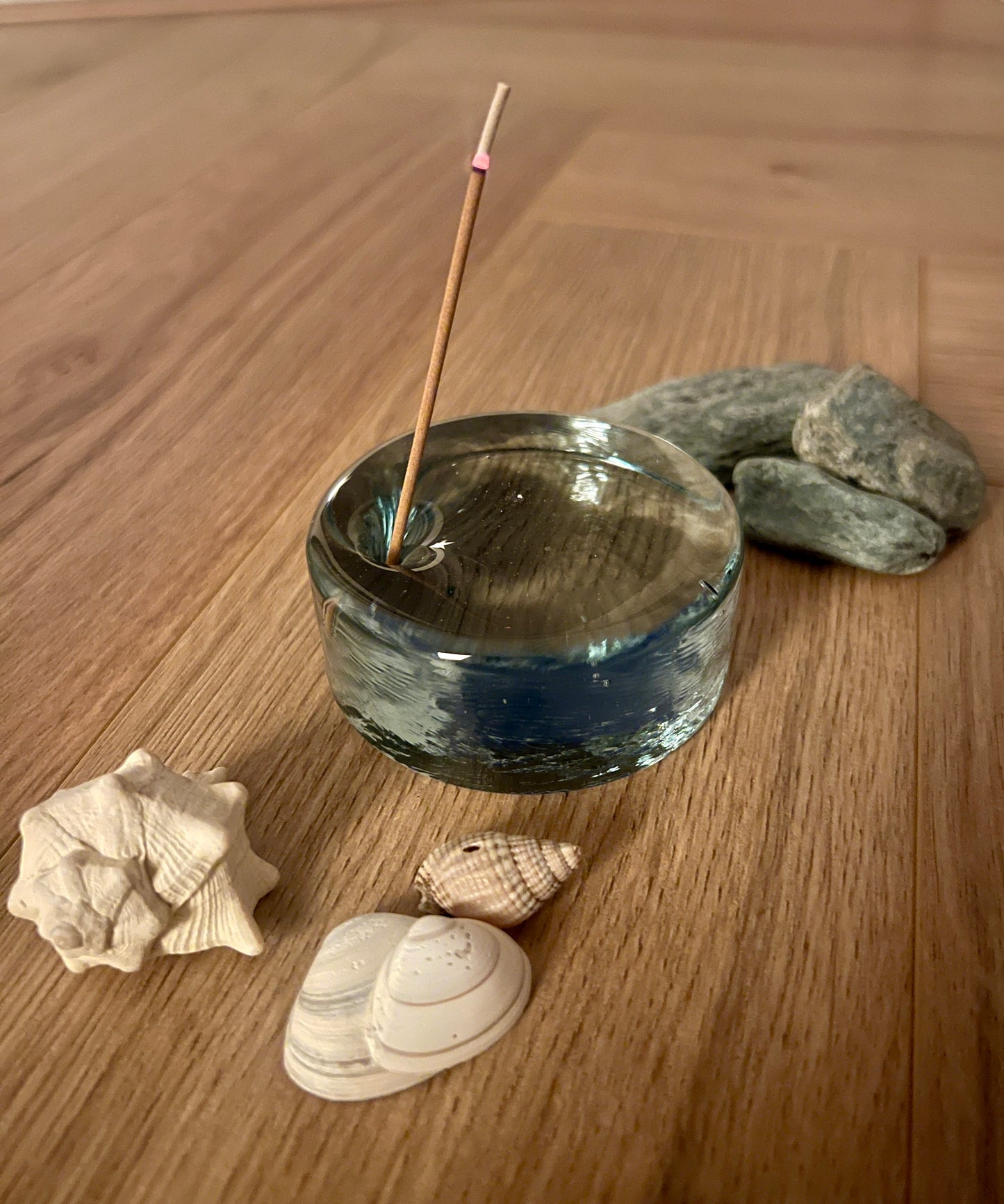 Glass Incense Holder / HAMON - Blue Gray