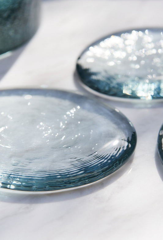 AME NO SHITA glass plate - blue gray