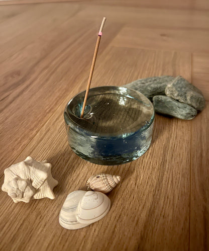 Glass Incense Holder / HAMON - Blue Gray
