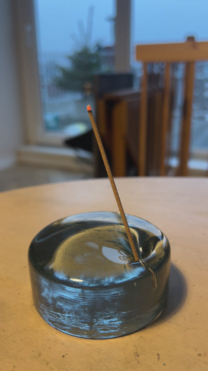 Glass Incense Holder / HAMON - Blue Gray