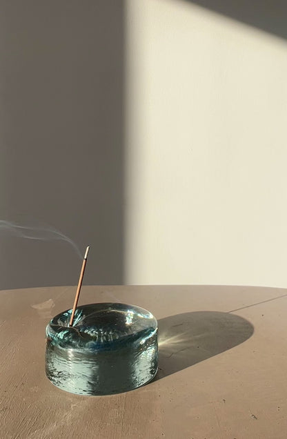 Glass Incense Holder / HAMON - Blue Gray